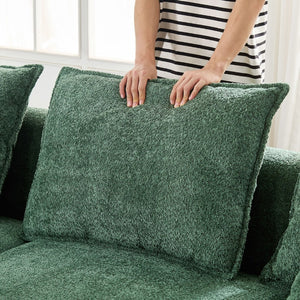 English Elm Oversized Boucle Sectional Sofa Curved 5 Seat Cloud Design with Left Chaise Lounge W876S00318