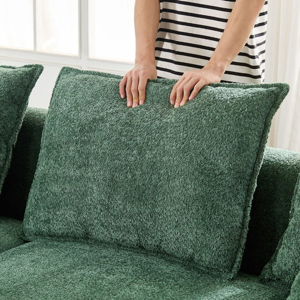 English Elm Oversized Boucle Sectional Sofa Curved 5 Seat Cloud Design with Left Chaise Lounge W876S00318
