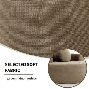 English Elm Round Cloud Sofa Bed Waffle Fabric Memory Foam Convertible Couch for Small Space Living Brown W3224P492001