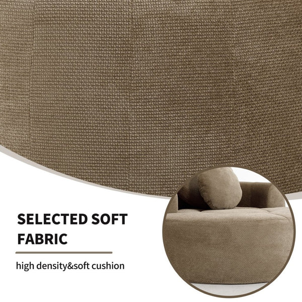 English Elm Round Cloud Sofa Bed Waffle Fabric Memory Foam Convertible Couch for Small Space Living Brown W3224P492001