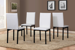 English Elm Citico 5-Piece Metal Dinette Set With Laminated Off-White Faux Marble Top, 4 White Chairs