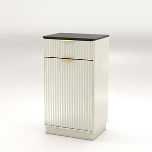English Elm 10-gallon Tilt-out Antique White Cabinet Woodgrain Finish with Wave Drawer Hidden Bin W2557P365719
