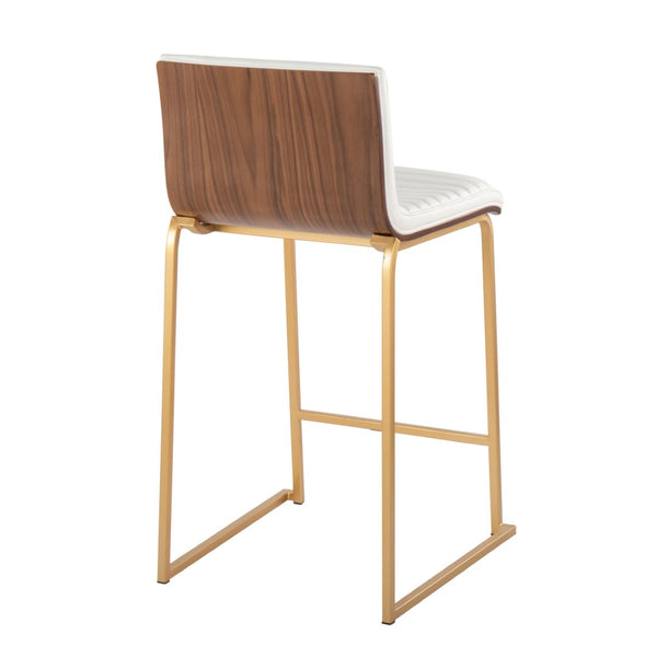English Elm 26" Tufted Faux Leather Counterstools with Walnut Back and Gold Base Set of 2 B202P222077