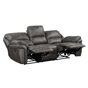 English Elm Plush Microfiber 3 Piece Reclining Sofa Set with Console Storage for Family Rooms Gray B011S01292