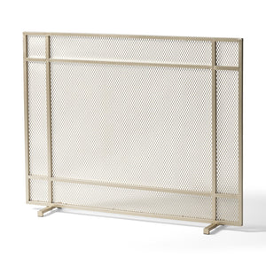 English Elm Christopher Knight Home® - FIRE Markus Modern Single Panel Iron Firescreen with Brushed Silver Finish, Minimalist Mesh Guard Gold 65183.00GLD
