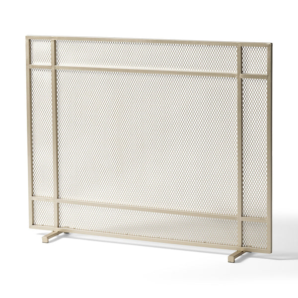 English Elm Christopher Knight Home® - FIRE Markus Modern Single Panel Iron Firescreen with Brushed Silver Finish, Minimalist Mesh Guard Gold 65183.00GLD