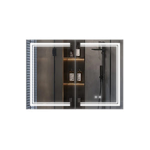 English Elm Mesa Aluminum Led Medicine Cabinet with Defogger Copper Free Mirror Bathroom Storage B2731P478364