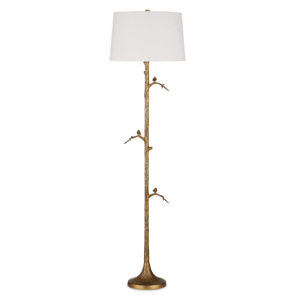 Piaf Brass Floor Lamp - Nature-Inspired Design with Whimsical Birds & Elegant Gold Finish for Your Home