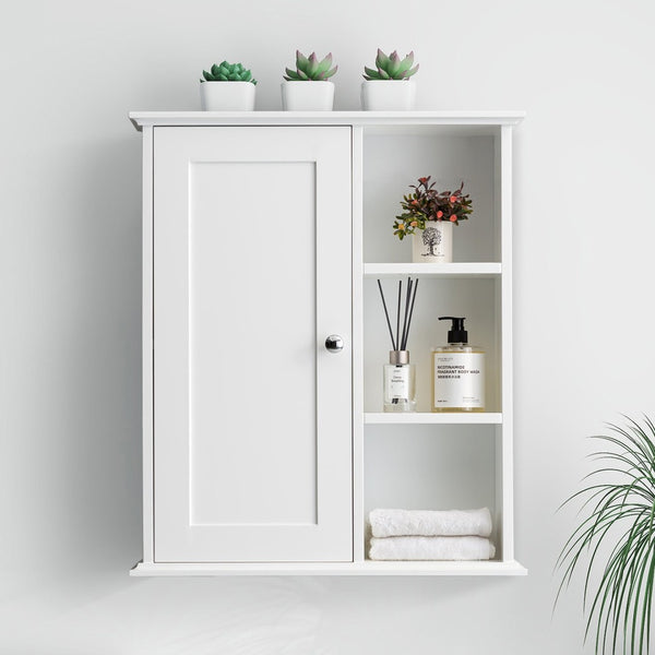 English Elm Upgraded Wall Mounted Bathroom Cabinet Mdf Soft Close Over Toilet Organizer White T3785P356593