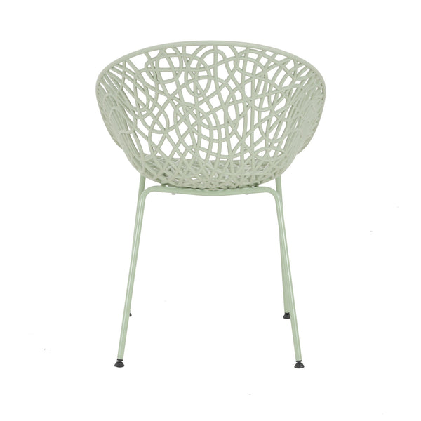 English Elm Christopher Knight Home® - Neiman Outdoor Dining Chair Set of 2 with Weather-Resistant Iron Frame and Perforated Diamond Design Green N775P256374G