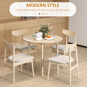 English Elm HOMCOM Oak Drop Leaf Dining Table 35" — Space-Saving Foldable Round Table for 4, Solid Wood Legs, 132lb Capacity W2225P200533