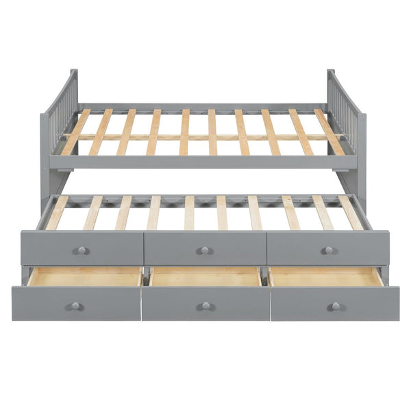 English Elm Full Size Daybed with Trundle Twin Pullout and Three Storage Drawers for Guest Rooms LP100341AAE