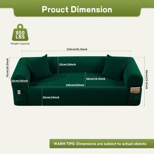 English Elm 3seater Corduroy Cloud Sofa No Assembly Pillow Soft Seating for Apartments and Living Rooms Green W3396P483187