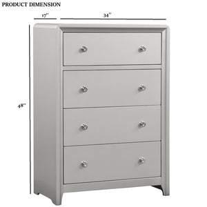 English Elm Luxurious Bryne Chest 4-Drawer Champagne Finish with Brushed Nickel Knobs, Dovetail Joints & Glides B2741P370862
