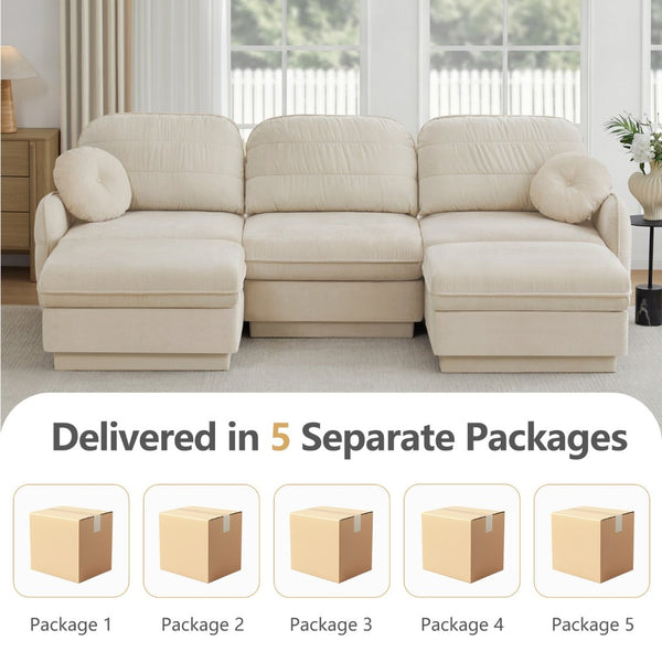 English Elm 105" Chenille Cloud Sofa Deep Seat Three Seater with Quilted Back for Living Room W714S01752