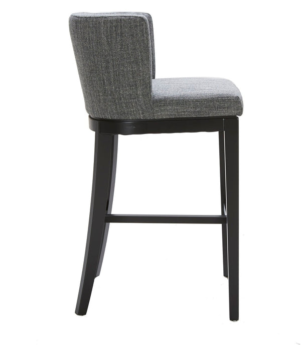Sunpan HAYDEN Barstool - Stylish Quarry Fabric with Barrel-Back Design, Matte Black Legs, and Durable Support 100969