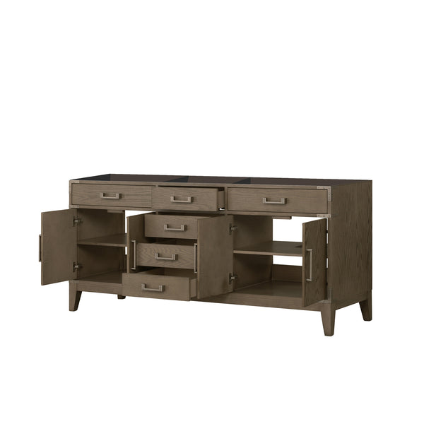 English Elm Grey Oak Double Bath Vanity – 72” Wide, Elegant Storage Solution With Soft-Close Drawers & Cabinets B2731P259891