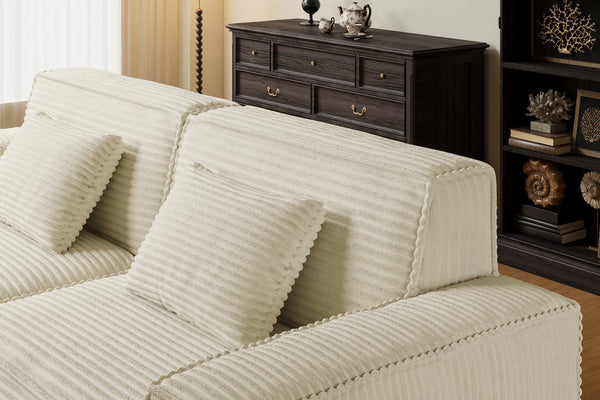 English Elm 106.3 Inch Large Striped Fabric Sofa - Modern, Comfortable Design For Living Room & Bedroom Bliss W3147S00018