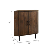 English Elm Walker Edison - Contemporary 2-Door Mixed-Material Corner Accent Cabinet - Dark Walnut