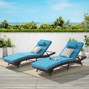 English Elm Outdoor Wicker Reclining Lounge Chair Set Of 2 - Adjustable Comfort, Durable Design For Pool & Patio W874P264723-GIGA