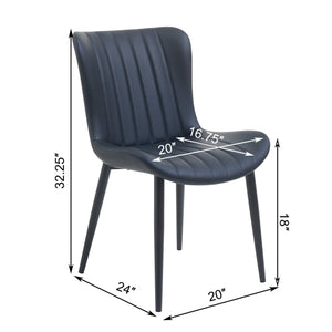 English Elm Set of 2 Dining Chairs with Thick Cushions and PU Leather Upholstery — Modern Sturdy Iron Frames for Home & Restaurant Seating Black N842P300557B