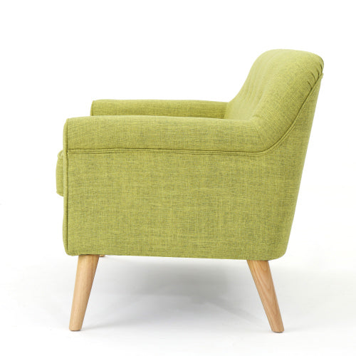 English Elm Christopher Knight Home® - Love mid-century two-seater loveseat with button-tufting, rolled arms, plush fabric and tapered legs Pale Green N771P202672L