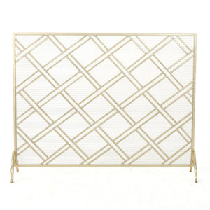 English Elm Christopher Knight Home® - FIRE Iron Fireplace Screen with Durable Mesh Guard and Stable Frame for Safety and Classic Hearth Appeal Gold 61129.00GLD