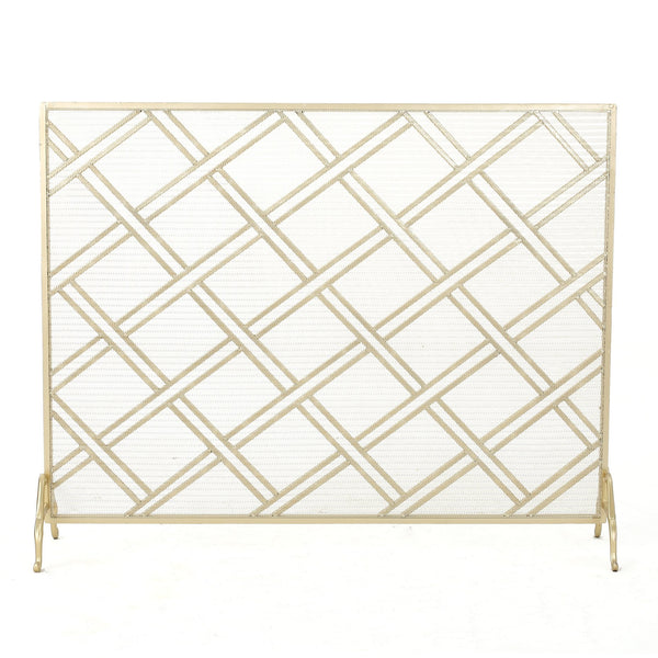 English Elm Christopher Knight Home® - FIRE Iron Fireplace Screen with Durable Mesh Guard and Stable Frame for Safety and Classic Hearth Appeal Gold 61129.00GLD