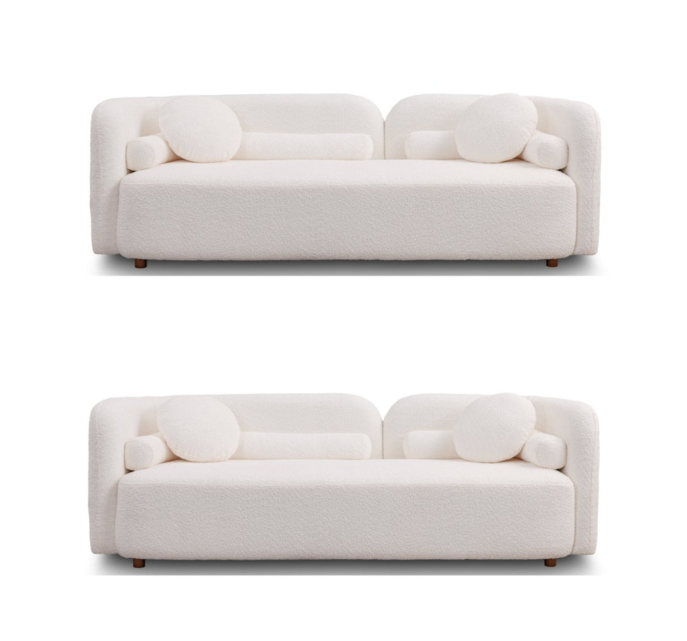 English Elm 2 Piece Japandi Cloud Sofa Set Boucle Upholstered Low Profile Modern Living Room W2664S00053