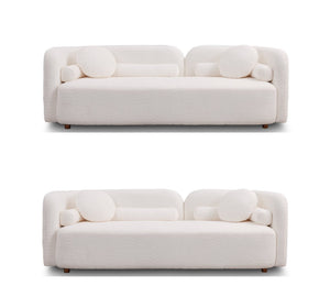 English Elm 2 Piece Japandi Cloud Sofa Set Boucle Upholstered Low Profile Modern Living Room W2664S00053