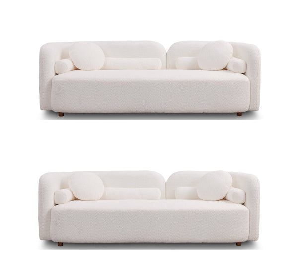English Elm 2 Piece Japandi Cloud Sofa Set Boucle Upholstered Low Profile Modern Living Room W2664S00053