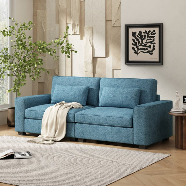 English Elm Package Contemporary Fabric Sofa with Black Legs Plush Cushions for Modern Living N767P206230U_N767P206233U