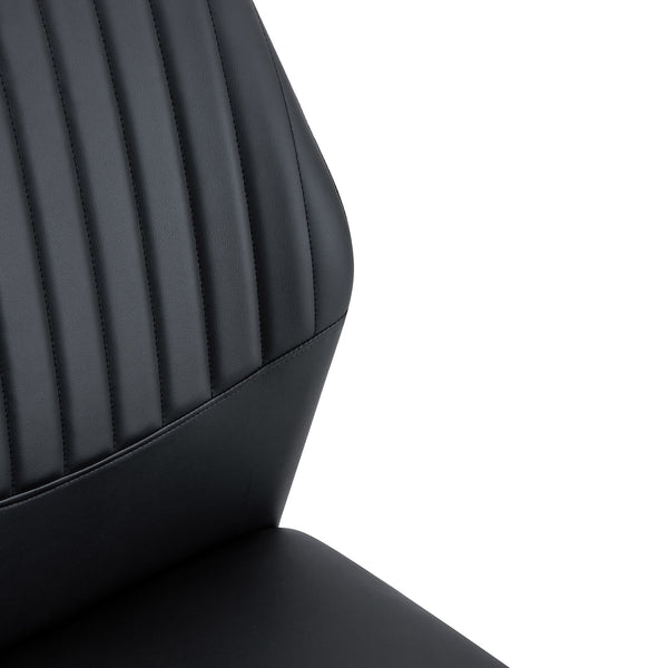 English Elm Luxury Black Dining Chairs Set Of 6 - Modern Ergonomic Pu Upholstered Chairs With Metal Legs W1151P282702