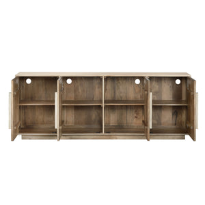 Crestview Collection 4-door Solid Mango Wood Media Sideboard With Grooved Paneling, Ample Storage, And Elegant Design Brown Solid Wood Cvfnr4825