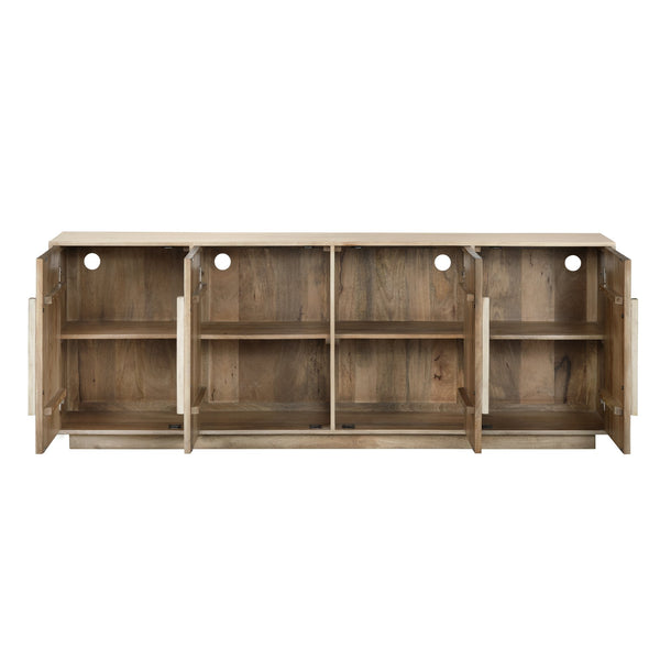 Crestview Collection 4-door Solid Mango Wood Media Sideboard With Grooved Paneling, Ample Storage, And Elegant Design Brown Solid Wood Cvfnr4825