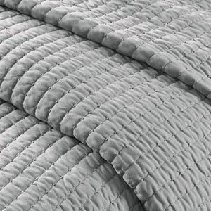 English Elm 3 Piece Quilt Set Keaton Reversible Brushed Microfiber Full/Queen with Antimicrobial Freshness and Cozy Channel Quilting Grey 15.35 L x 17.72 W x 5.91 H B035129038