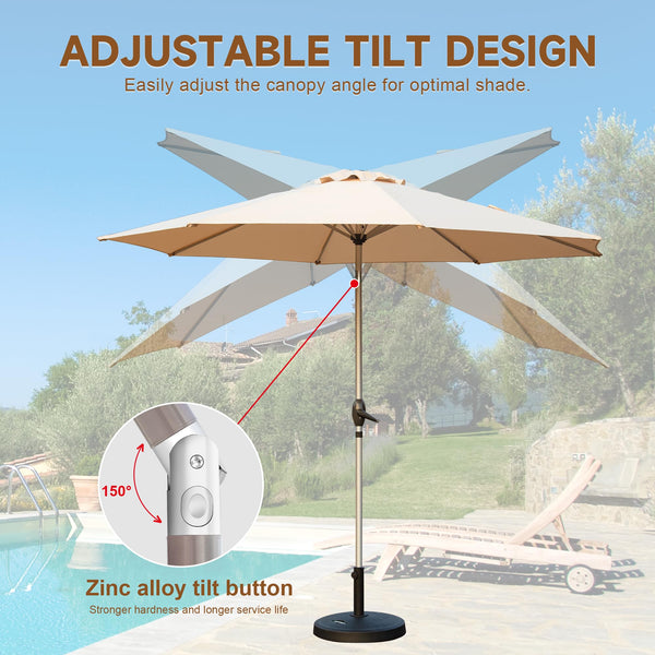 English Elm 9FT Patio Umbrella with Crank & Tilt, 180G UV‑Resistant Waterproof Canopy, Wind‑Vent, 8 Ribs Beige W1859P195947