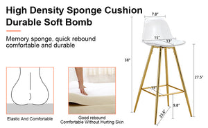 English Elm Modern White+Gold Upholstered Bar Chair with Metal Legs — Compact Water-Resistant PU Seating for Kitchen, Dining, Terrace (Easy Assembly) W1151P154368