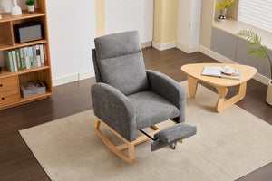 English Elm Modern Rocking Chair With Ergonomic Support, Stylish Upholstered Armchair For Nurseries & Living Rooms W2725P276952