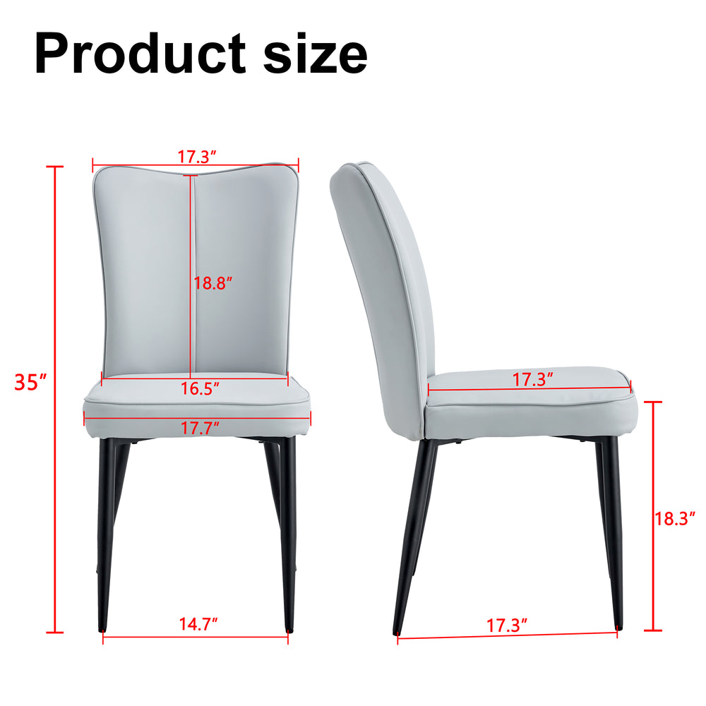 English Elm Modern minimalist light gray PU dining and office chairs 2-piece set, ergonomic, eco-friendly, easy install W1512P360918