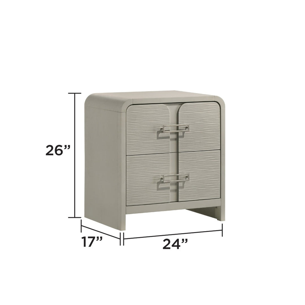 English Elm Aria Gloss Finish 2-drawer Nightstand with Illuminated Top and Textured Front Panels B009P355215