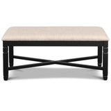 English Elm Zoya Beige and Black Upholstered Dining Bench With Square Post Legs