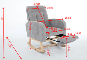 English Elm Modern Upholstered Rocking Chair With Solid Wood Legs, High Backrest, Side Pocket For Comfort & Style P1 W2725P276819-GIGA