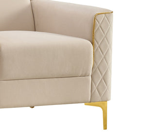 English Elm Lisa Quilted Ivory Accent Chair with Birch Frame Gold Steel Legs Pocket Coil Seat B009P441818