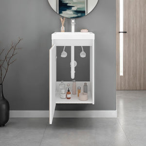 English Elm Homer Wall Mounted Bathroom Vanity with Integrated Sink and Interior Storage White B097P480477