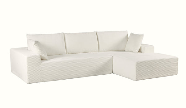 English Elm Cozyform Convertible Sectional Sofa – Plush Ivory Corduroy Couch With Sleeper Functionality, No Assembly! B2735P359716