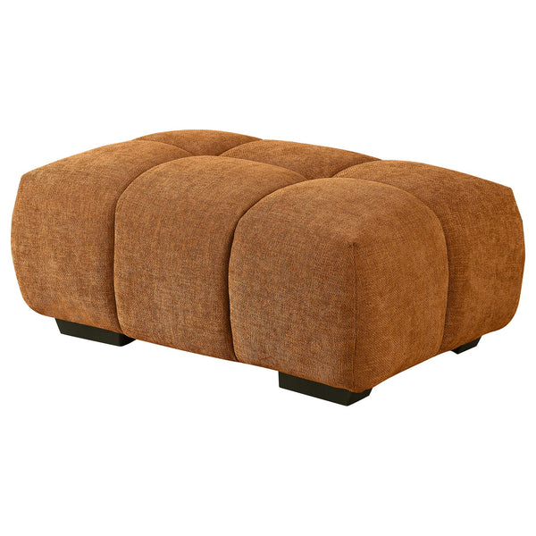 English Elm Inverness Orange Tufted Upholstered Ottoman Bench with Grid Detail, Cozy Foam Seat & Black Block Feet (40" W) B062P299818