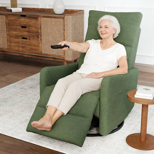 English Elm Power Swivel Velvet Recliner with 270 Degree Rotation Compact Nursery Living Room Glider W1028P463301