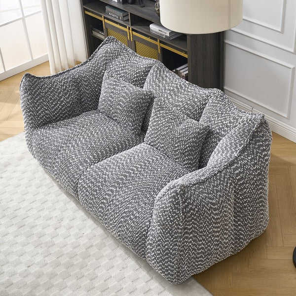 English Elm Soft Plush Foam Beanbag Chair for Two People, Square Recliner Sofa With Superfiber Comfort Embrace Grey W1996P252274