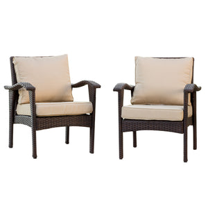 English Elm Christopher Knight Home® - HONOLULU Woven Rattan Club Chair Set — Durable PE Rattan & Iron Frame, Waterproof Fabric, Cozy Seating Brown+Tan 52918.00BRNMP2